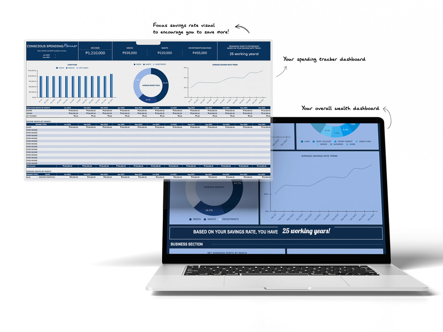 Bundle Sale! Net Worth Diary and Monthly Spending Planner with Dashboard