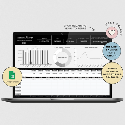 Onepage Monthly Spending Planner with Dashboard