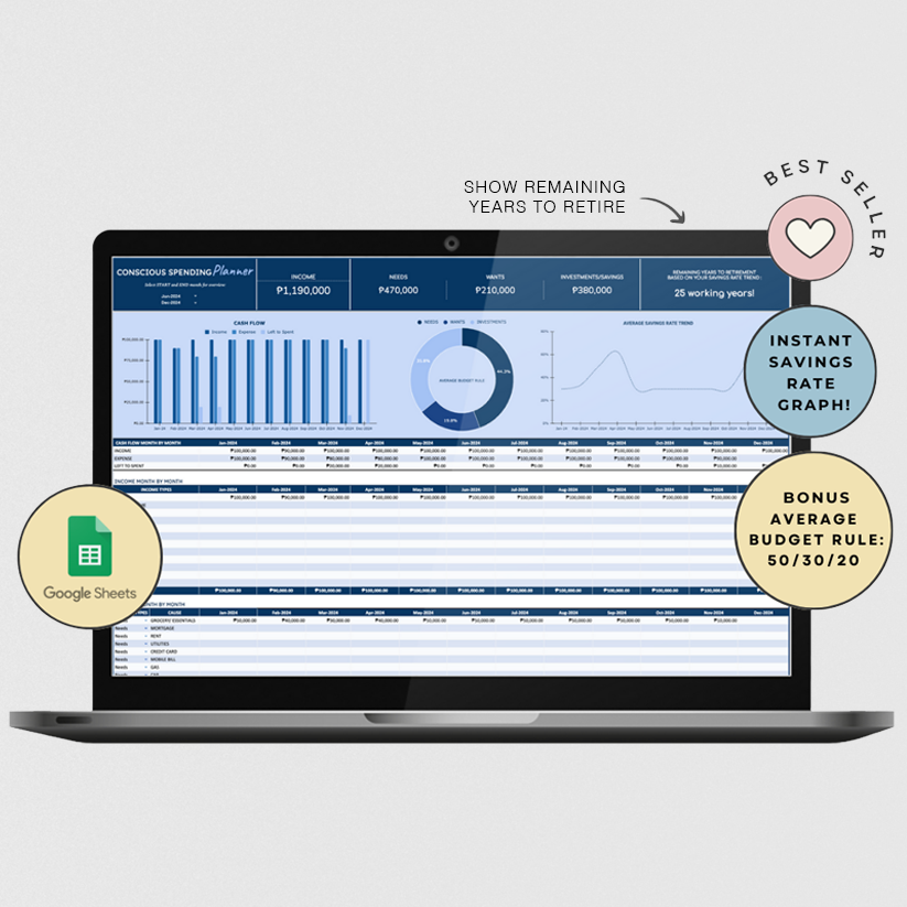 Onepage Monthly Spending Planner with Dashboard